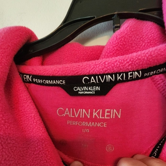 Calvin Klein Performance Pink Fleece Sleeve Logo Full-Zip Jacket Size large - Picture 4 of 4